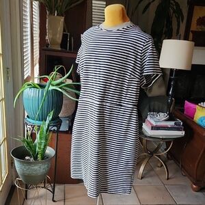 Old Navy Black and White Striped Midi Dress, Sz 2XL